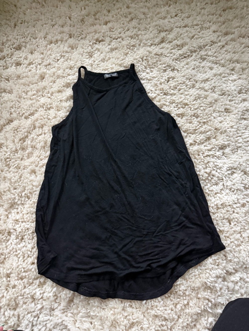 A versatile Women's casual cute  Black High-Neck Tank Top - Sleeveless Racerback